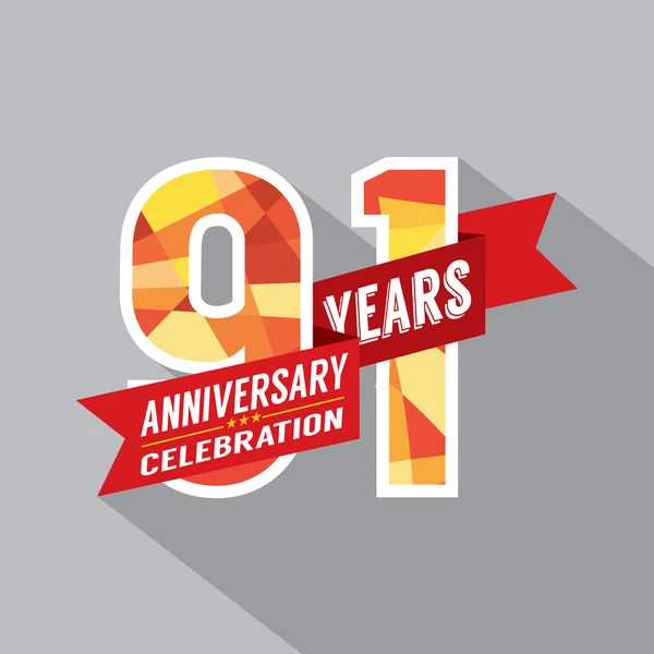 91º Aniversario Celebración Diseño — Vector de stock