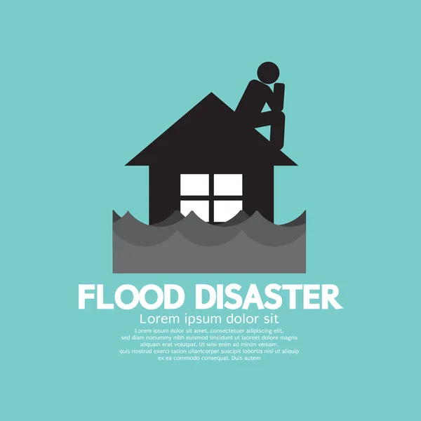 Building Soaking Under Flood Disaster Vector Illustration — Stock Vector
