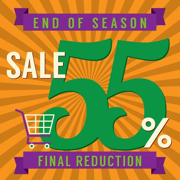 55 procent slutet av säsongen försäljning vektor illustration — Stock vektor