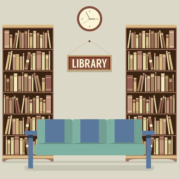 Leerer Lesesitz in der Bibliotheksvektorillustration — Stockvektor