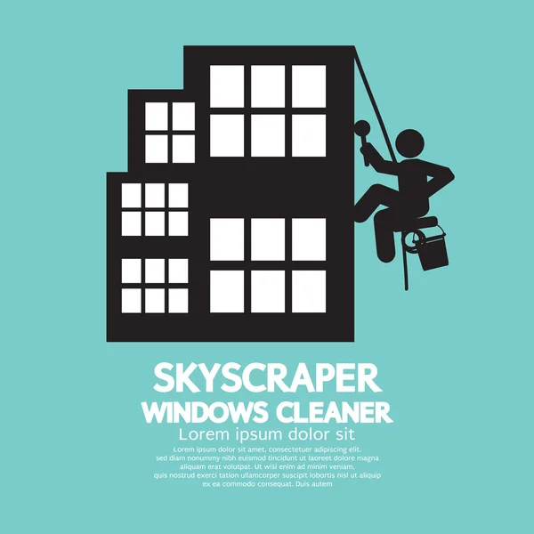 Skyscraper Windows Cleaner Vector Ilustração —  Vetores de Stock