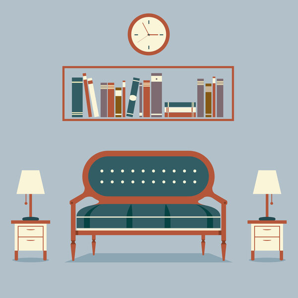 Modern Design Interior Sofa and Bookshelf