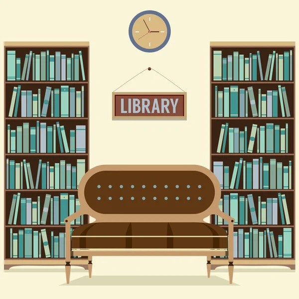 Asiento de lectura vacío en la biblioteca Vector Ilustración — Archivo Imágenes Vectoriales