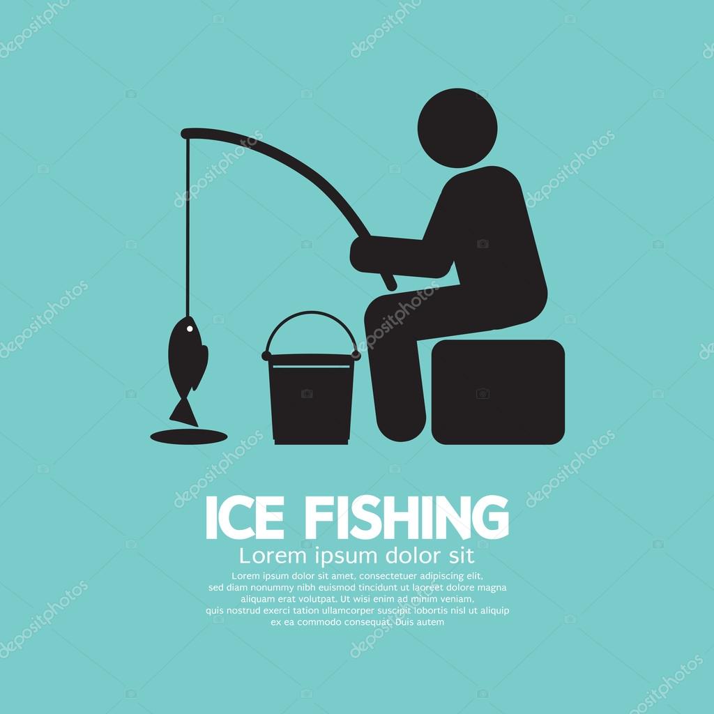 Ice Fishing Graphic Symbol Vector Illustration Stock Vector by