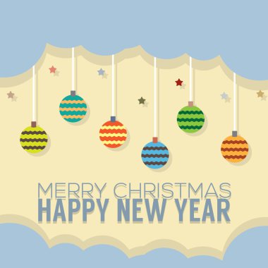 mutlu yeni yıl kartı vintage tarzı vektör çizim