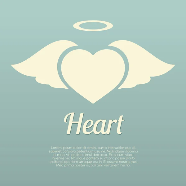 Single Heart Wings With Halo Symbol Vector Illustration — Stock Vector