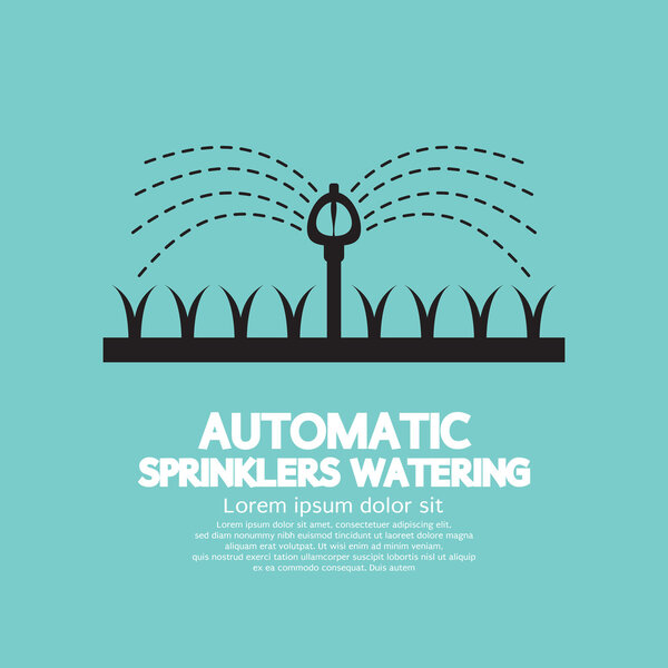 Automatic Sprinklers Watering Vector Illustration