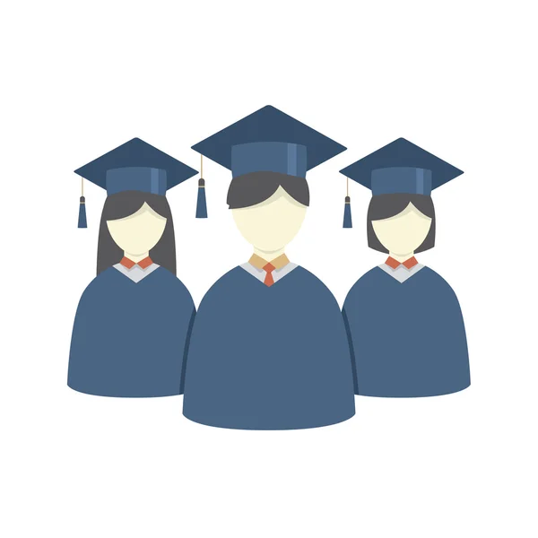 Group of Students In Graduation Gown And Mortarboard Vector Illu — Stock Vector