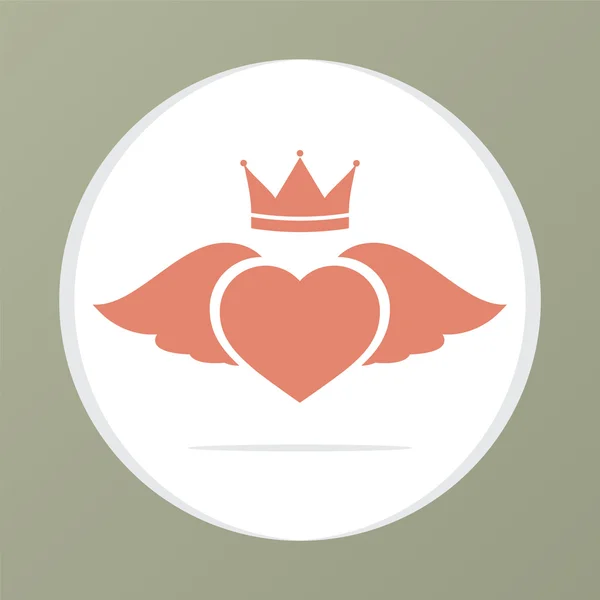 Ala del cuore con Crown Vector Illustrazione — Vettoriale Stock