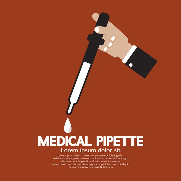 Pipeta médica en la mano Vector ilustración — Vector de stock