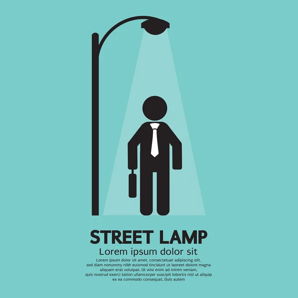 Sokak lambası vektör çizim altında yürüyüş iş adamı — Stok Vektör