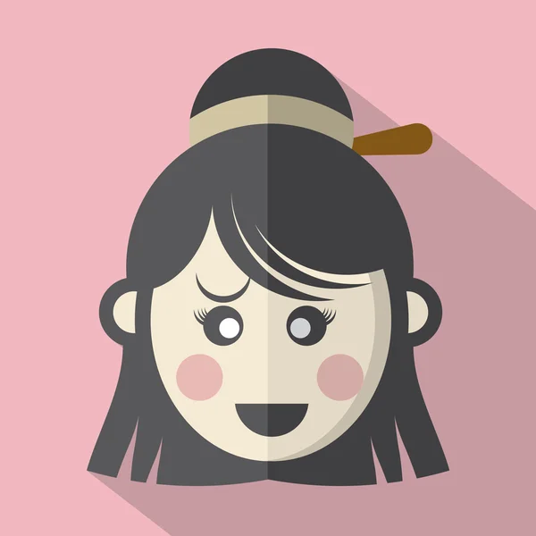 Traditionele chinese vrouw gezicht pictogram vectorillustratie — Stockvector