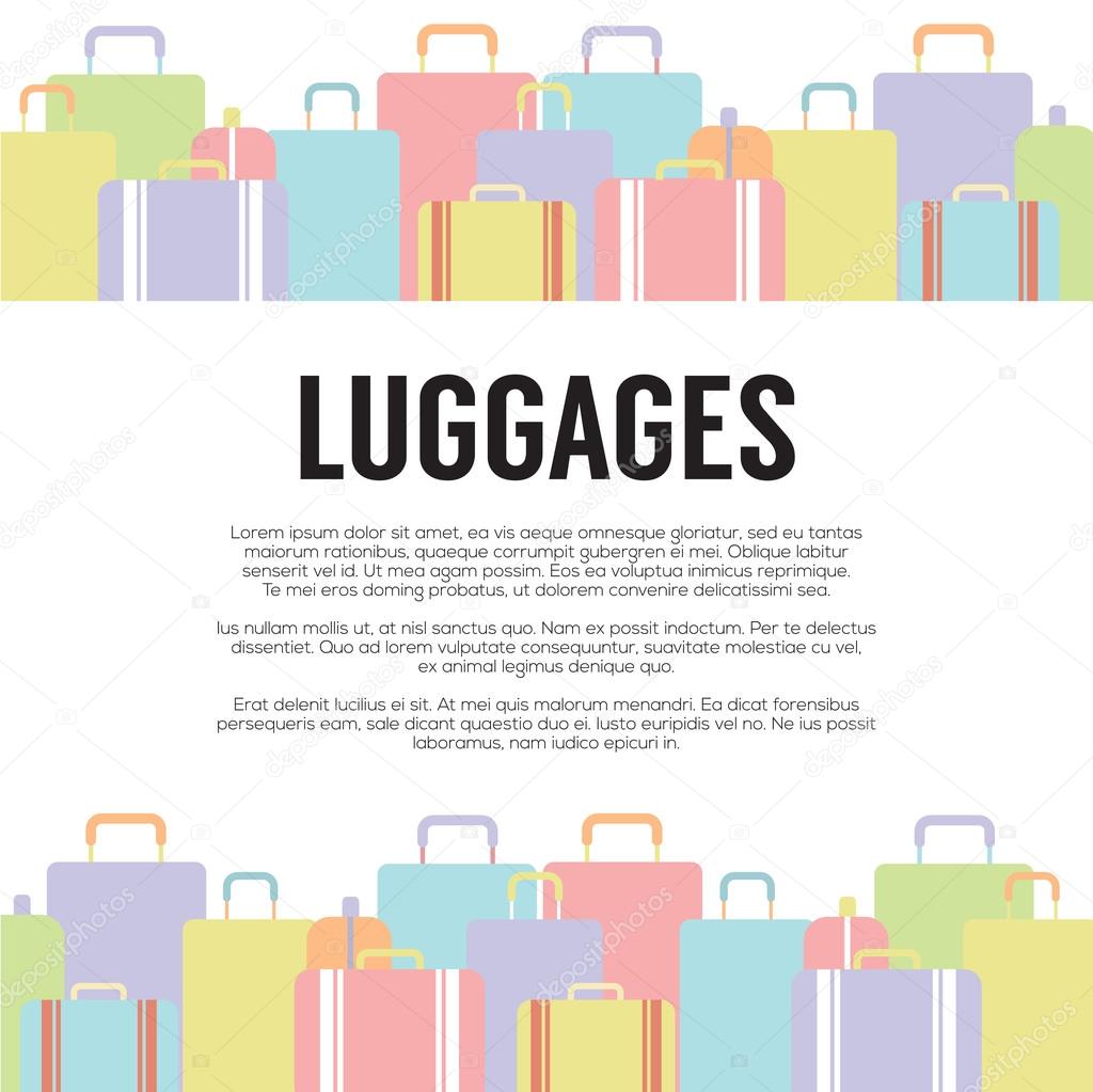Many Luggages Travel Concept Vector Illustration