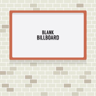 Tuğla duvar vektör çizim üzerinde boş reklam Billboard