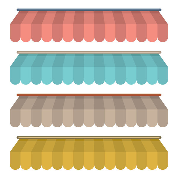 Flat Design Awning Set Vintage Style Vector Illustration