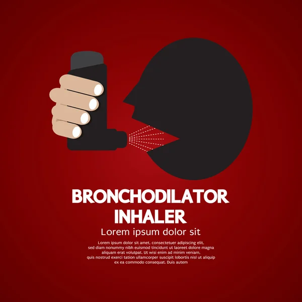 Astma patiënt met behulp van Bronchodilator inhalator vectorillustratie — Stockvector