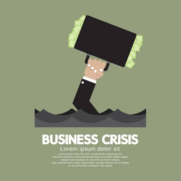 Valigetta di soldi abbondante di un uomo d'affari del serbatoio: Crisi di affari — Vettoriale Stock