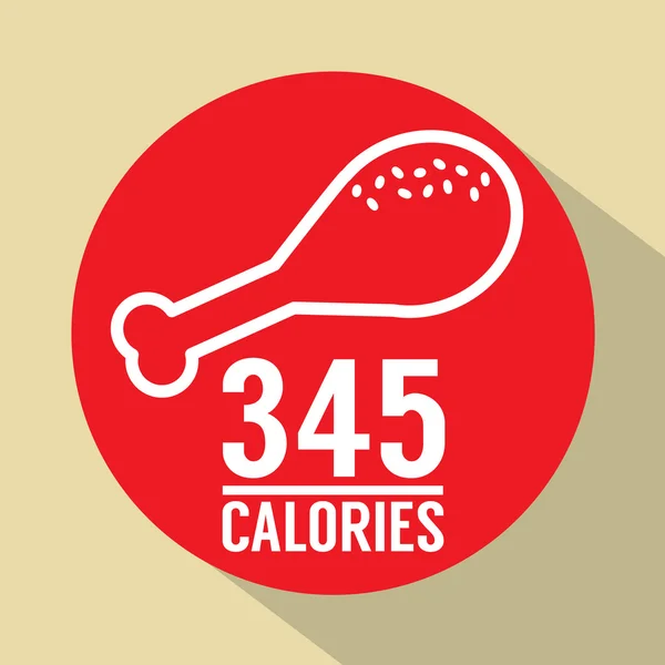 Single Fried Chicken 345 Calories Symbol Vector Illustration — Stock Vector