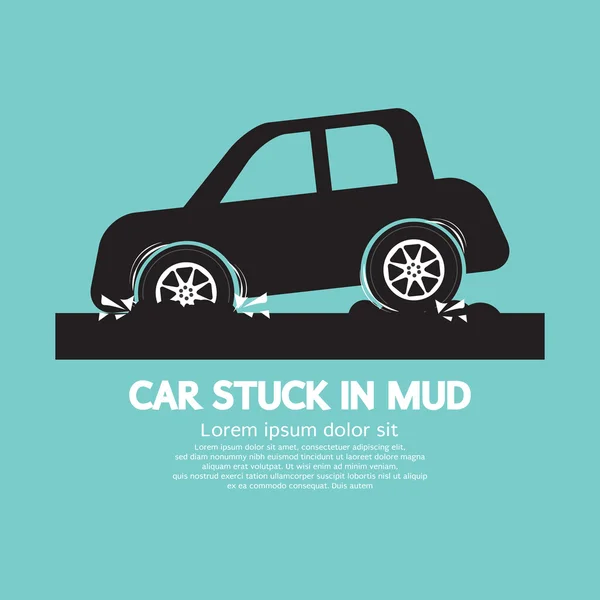 Une voiture coincée dans la boue Illustration vectorielle — Image vectorielle