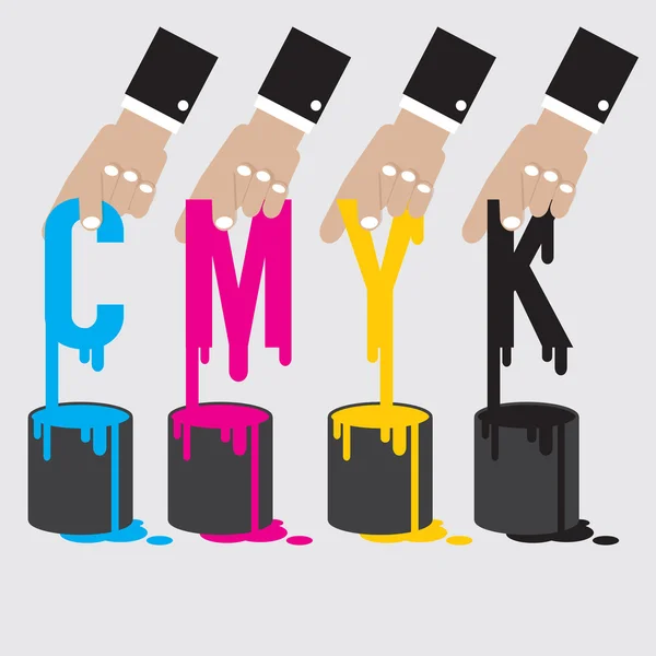 CMYK - Cyan Magenta amarelo e preto a cor de impressão offset S — Vetor de Stock
