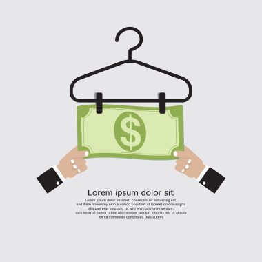 Banknot kuru elbise askısı Finans ve iş kavramı Vec