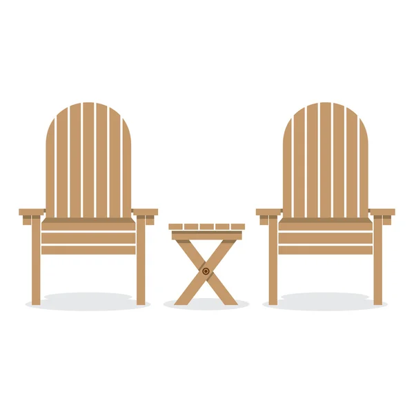 Dřevěná zahradní židle a stůl vektorové ilustrace — Stockový vektor