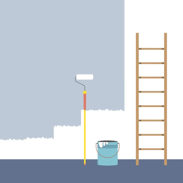 Ladder, verfroller en verf emmer Home verbetering Vector Il — Stockvector