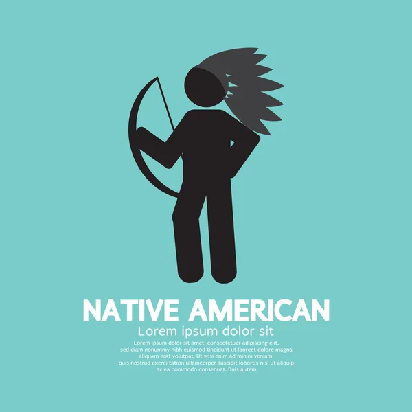Nativo americano con arma nero simbolo grafico vettoriale illustra — Vettoriale Stock