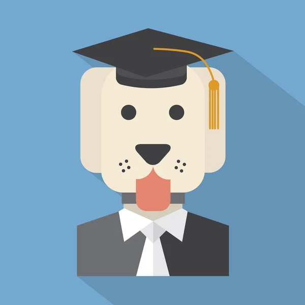 Cane con Mortarboard Pedigree Concept Vector Illustrazione — Vettoriale Stock