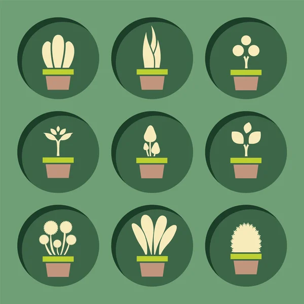 Set Of Pot Plants Symbol Vector Illustration — Stock Vector