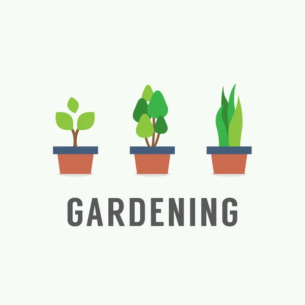 Pot Plants Gardening Concept Vector Illustration — Stock Vector