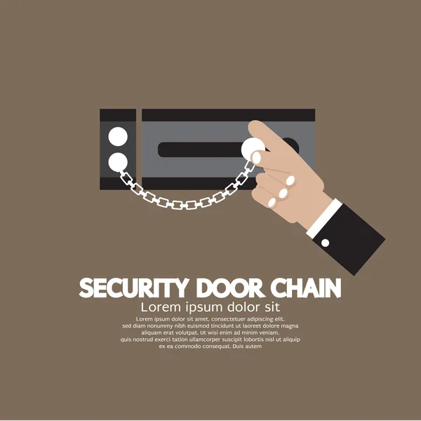 Hand With Security Door Chain Vector Illustration — Stock Vector