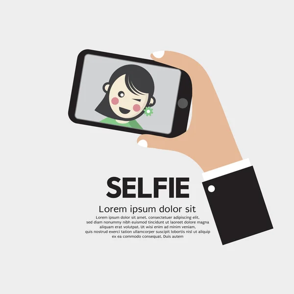 Selfie per Telefon mit Technologie-Vektorillustration — Stockvektor