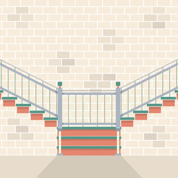 Interior ladrillos pared con escaleras Vector Ilustración — Vector de stock