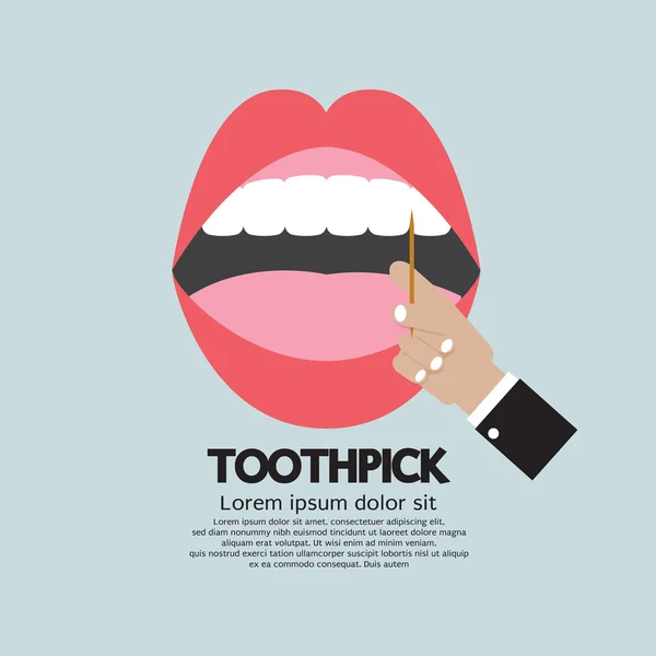 Toothpick In Hand With Open Mouth Vector Illustration — Stock Vector