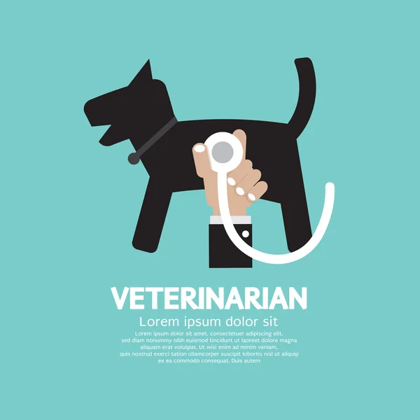 Ręka lekarza z stetoskop sprawdzanie na psa ciało Veterinari — Wektor stockowy