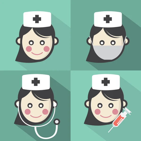 Flat Design Nurse Icon With Long Shadow Effect Vector Illustrati — Stock Vector