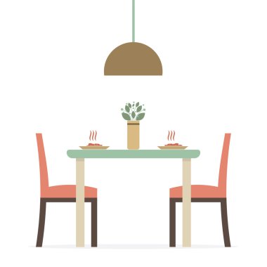 Düz tasarım iç yemek odası vektör çizim
