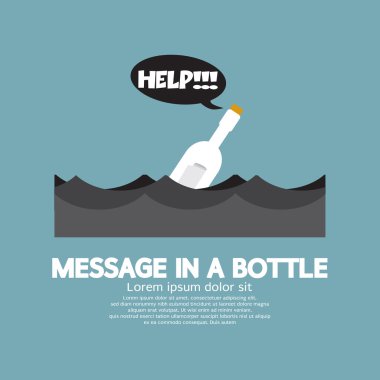 Message in a Bottle deniz vektör çizim içinde yüzen