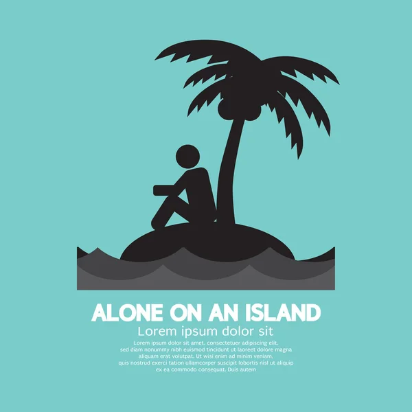 Alone on an Island Illustrazione vettoriale simbolo nero — Vettoriale Stock