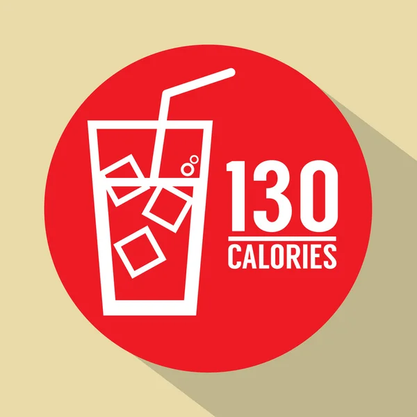 コーラ 130 カロリー シンボル ベクトル図の 1 つのガラス — ストックベクタ