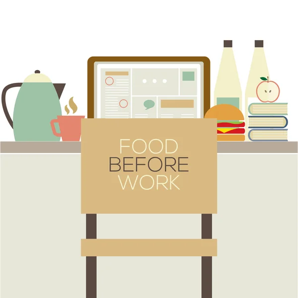 Alimentación en la mesa para el concepto de salud del trabajador Vector Illustration — Vector de stock