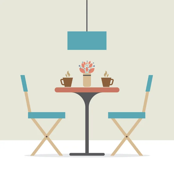 Flat Design Interior Dining Room Vector Illustration — Stock Vector