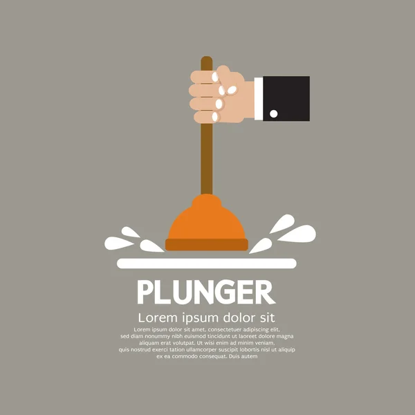 Plunger In Man 's Hand Gráfico Vector Ilustración — Archivo Imágenes Vectoriales