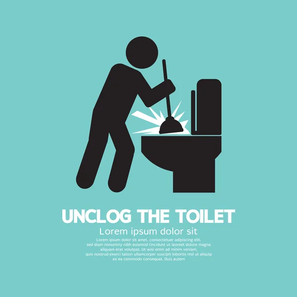 Entstopfen der Toilette schwarzes Symbol Vektor Illustration — Stockvektor