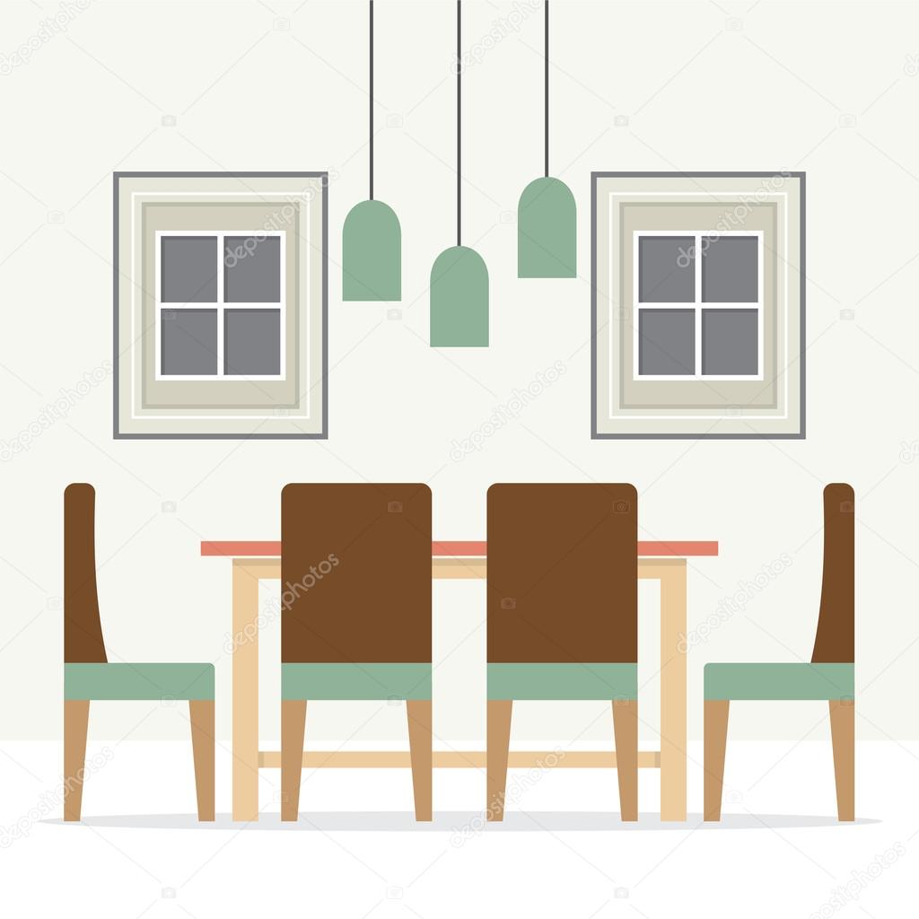 Plano diseño Interior comedor Vector ilustración — Archivo Imágenes