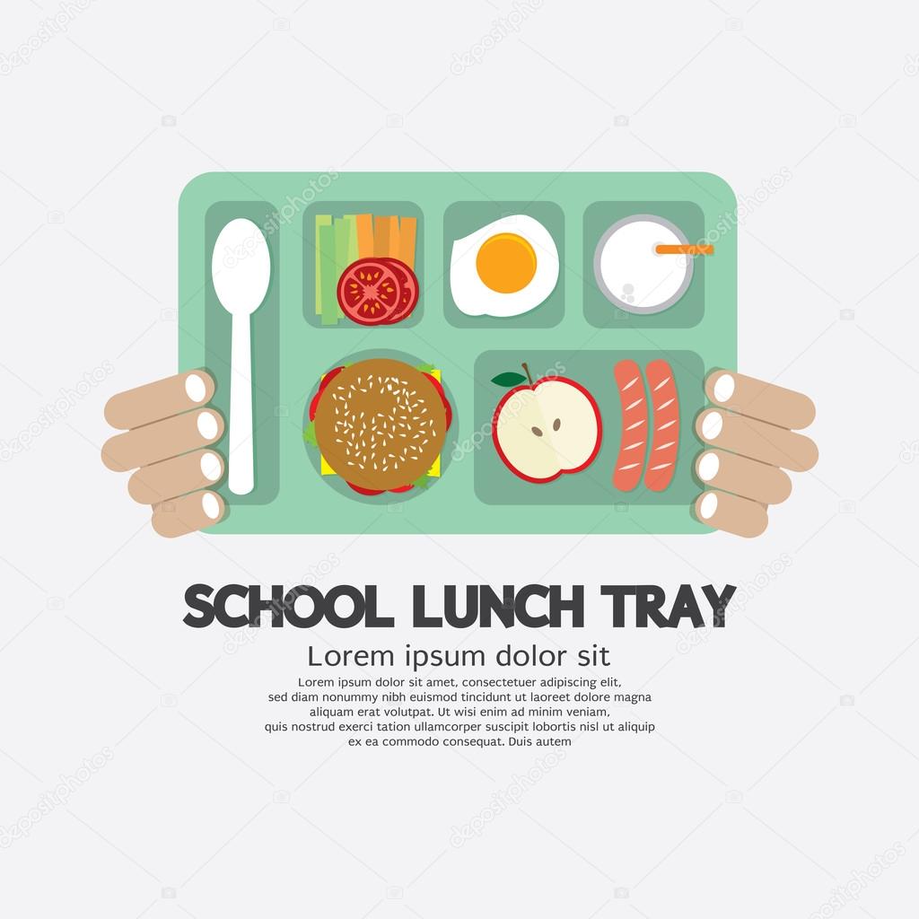 Hand Holding A School Lunch Tray Vector Illustration