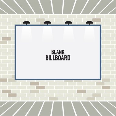 Tuğla duvar vektör çizim üzerinde boş reklam Billboard