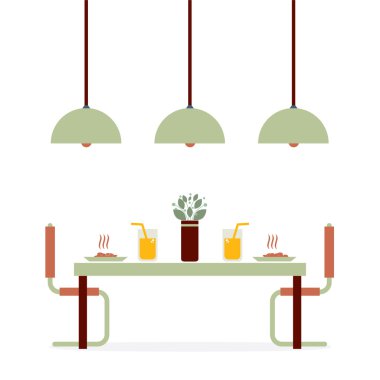 Düz tasarım iç yemek odası vektör çizim