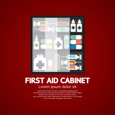 İlk yardım dolabı Tıp ev kullanımı vektör Illustr için olması gerekir